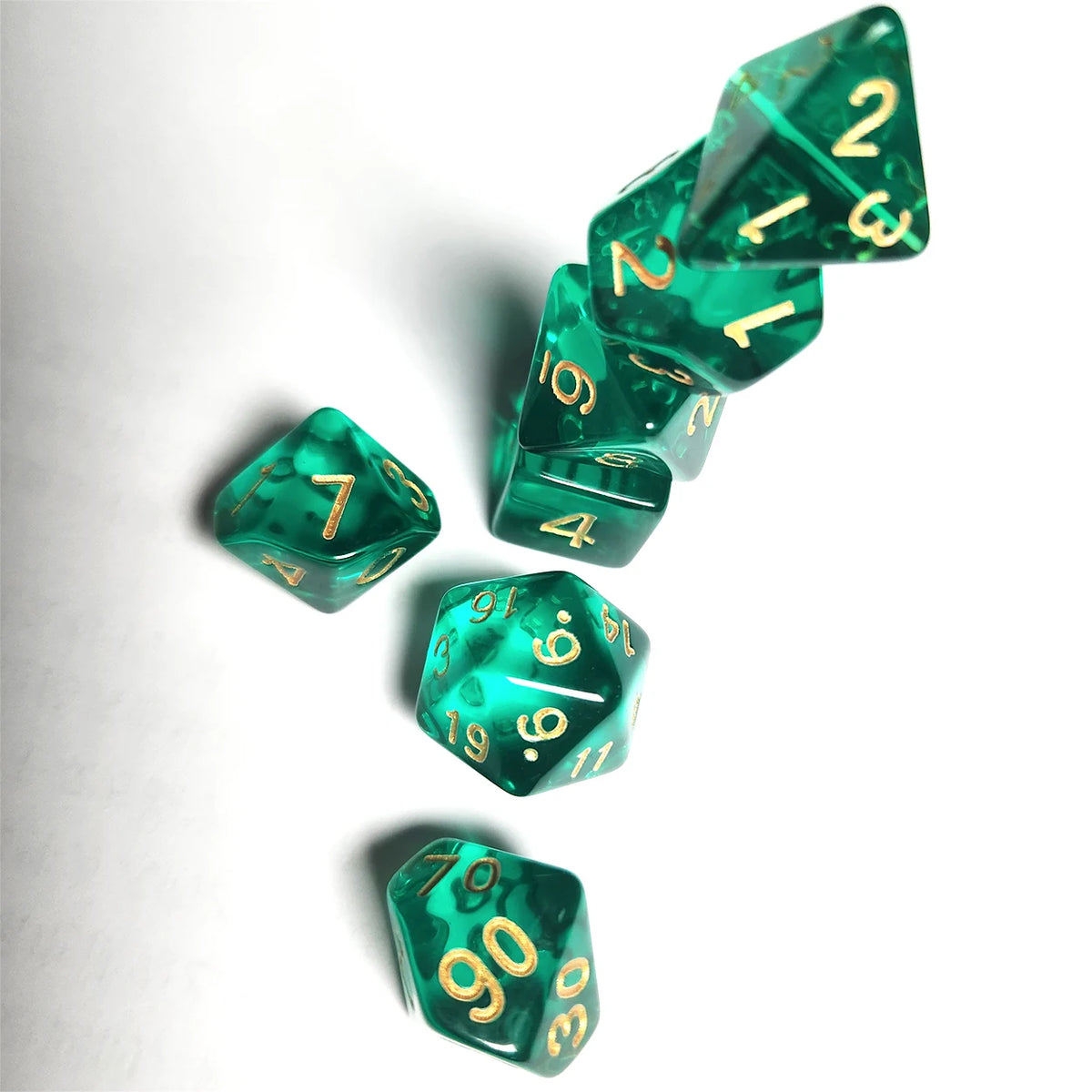 Translucent Green Polyhedral Dice Set (7-Piece)