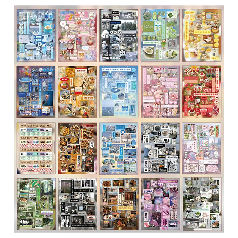 A collection of decorative cut film stickers for DIY scrapbooking and journaling featuring various themes and designs.
