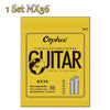A yellow package of Orphee Classic Guitar Strings NX36 with various gauges and a globe graphic.