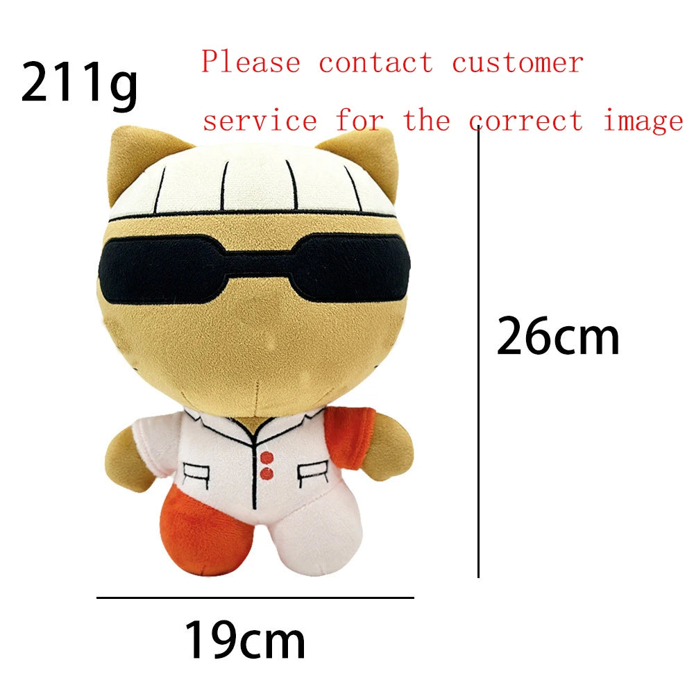 A plush doll resembling Eminem, XXXTentacion & Frank Ocean with black sunglasses and orange accents.