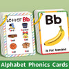Set alphabet phonics Karten mit dem Buchstaben Bb und Bildern wie Vogel, Eimer, Gürtel, Ball und Banane.