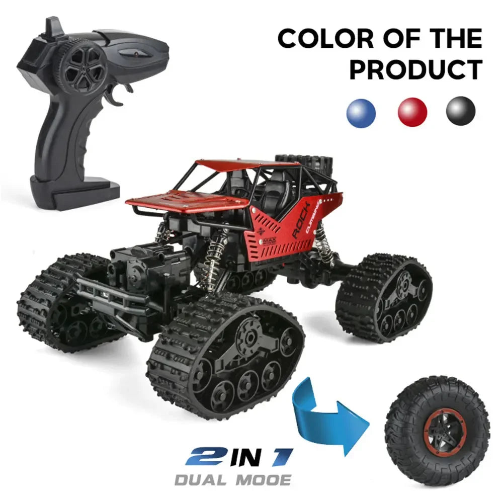 Black 2 in 1 dual mooe 4WD remote control off-road crawler truck with large tires