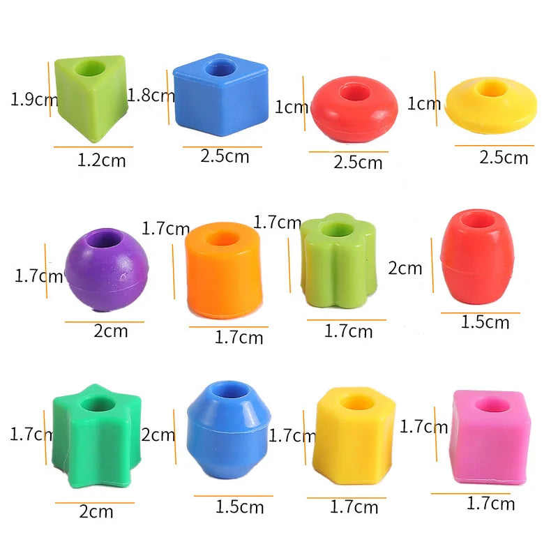Rainbow Lacing Beads for Toddlers – Color & Shape Sorting Montessori Toy