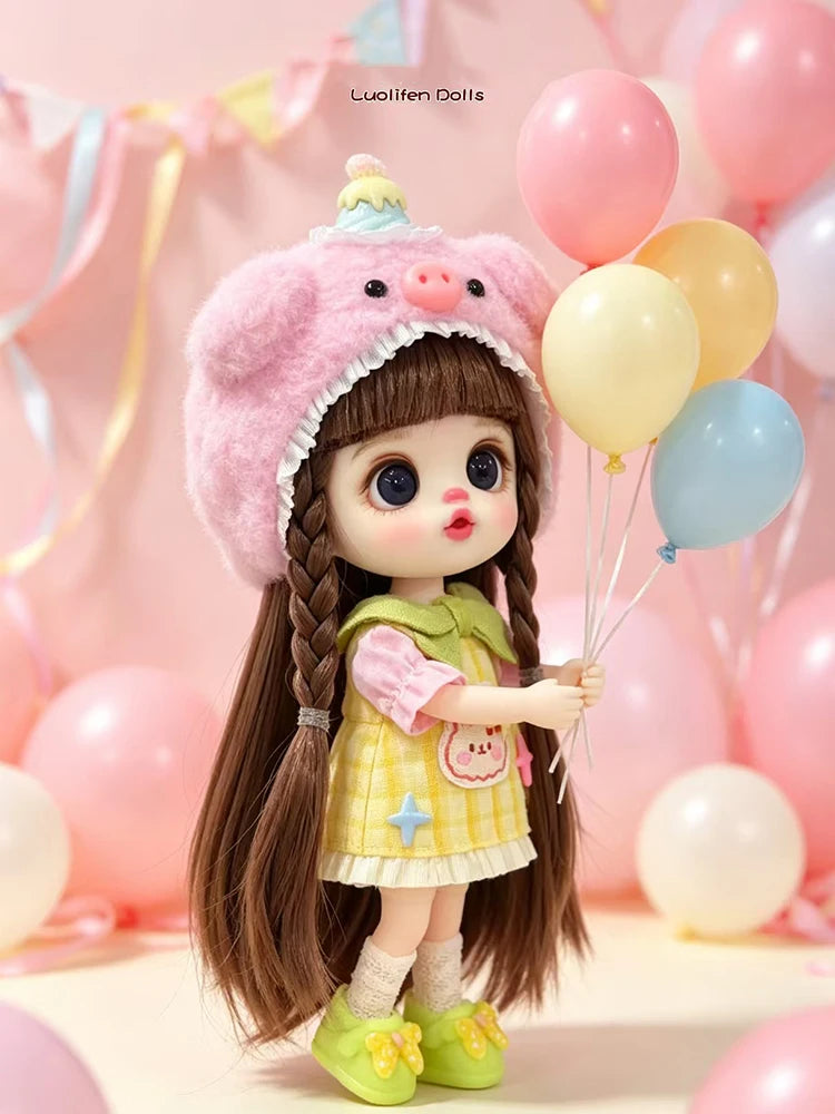 Coco Elegant Girl 13cm Articulated BJD Doll with Phone Lanyard & Replaceable Eyes