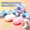 Various pink and white squishy blocks for stress relief and sensory play with a starfish