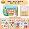 An early education busy book featuring various themes like fruit, animal, shape, and color for toddlers.