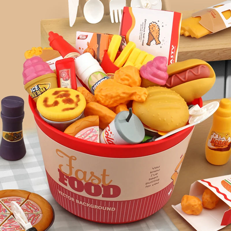 Realistic Play Food Set for Kids with Burger, Fries & More