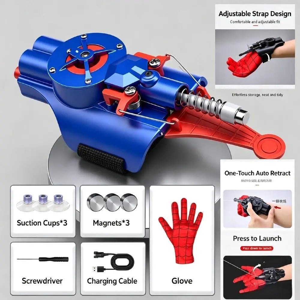 Motorized Web Launcher with Retractable Shooter for Cosplay & Role Play
