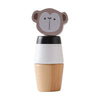 A wooden animal puzzle toy featuring a brown elephant head on a white and light wood base.