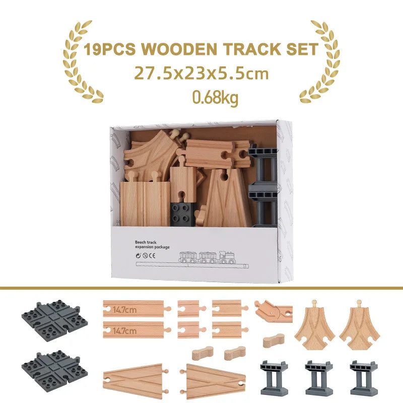 Wooden Train Track Expansion Set – Compatible with All Major Brands