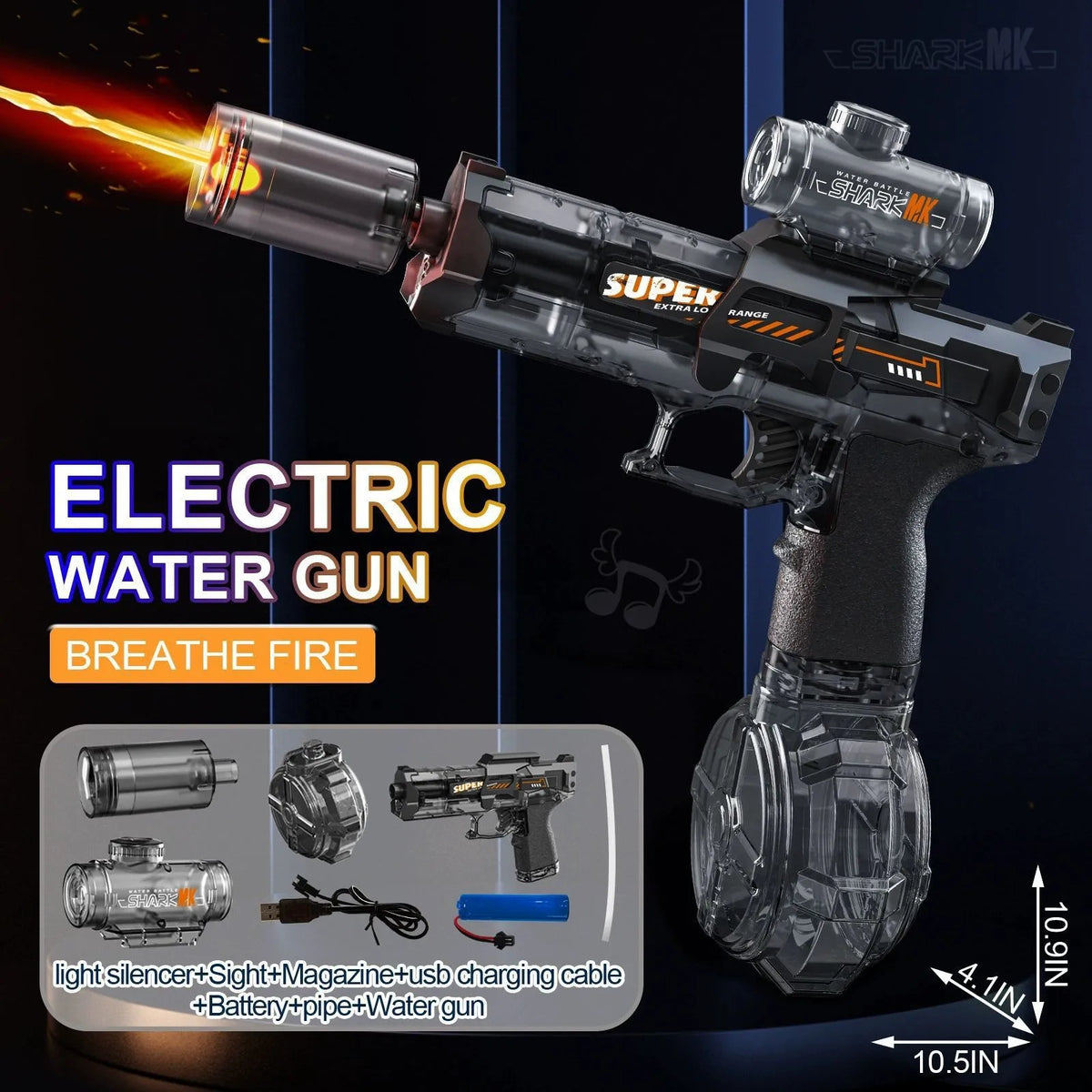 High-Pressure Electric Water Blaster with Flame LED Effect
