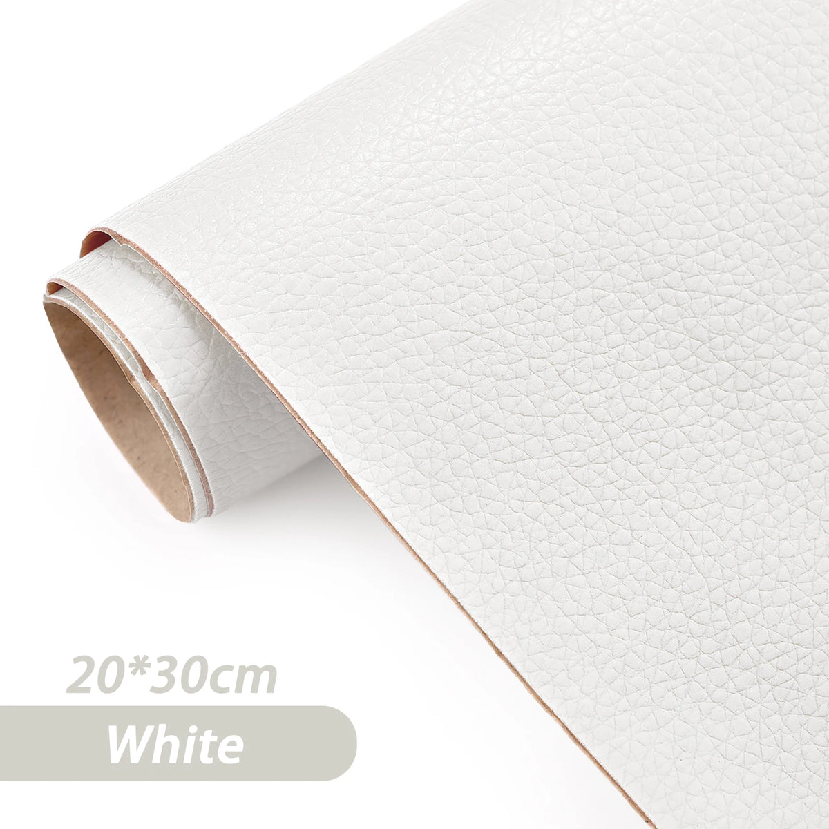 Roll of white self-adhesive PU leather repair patches for fabric and bags