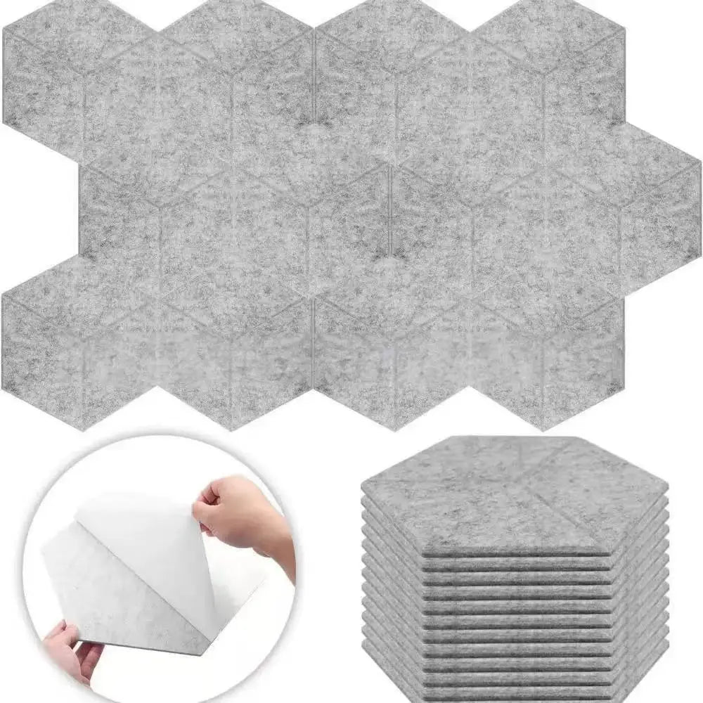 Hexagonal Self-Adhesive Acoustic Panels for Soundproofing and Echo Reduction (Pack of 5)