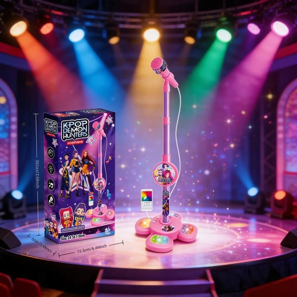 Kids Karaoke Microphone with Guitar Stand and LED Lights