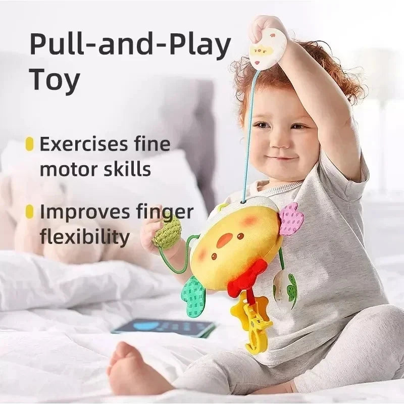 Montessori Baby Sensory Crab Toy with Clip, Rattle & Teether for 0-6 Months