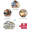 A 1000-piece jigsaw puzzle featuring an ocean giant turtle, shown alongside family and children.