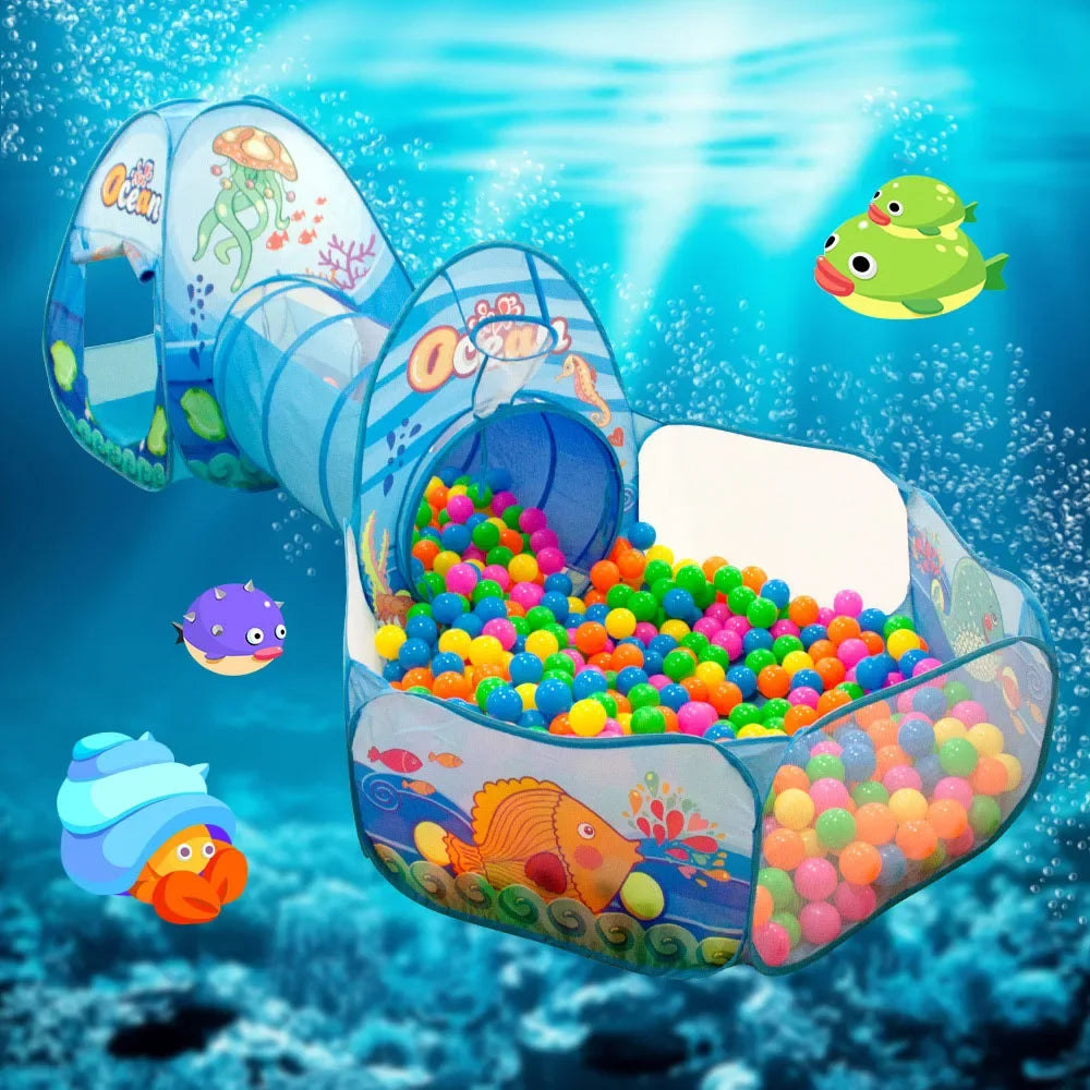3-in-1 Kids Ball Pit Play Tent with Tunnel