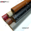 Rolls of waterproof PU leather self-adhesive repair patches in various colors like brown, beige, and black.