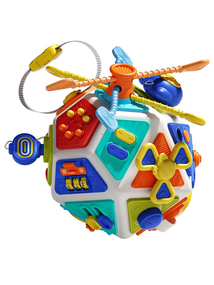 Montessori Busy Cube for Toddlers – Sensory Activity Board with 22 Learning Games