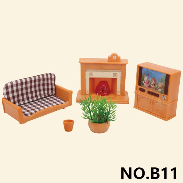 Forest Animal Miniature Dollhouse Furniture Set – 1/12 Scale Bedroom, Kitchen & Bathroom Decor