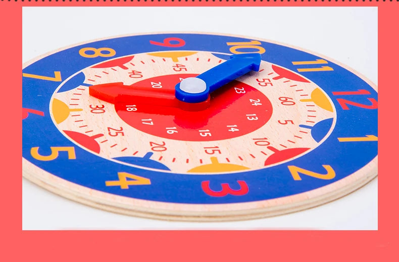 Wooden Montessori Clock Toy for Kids Learning Time