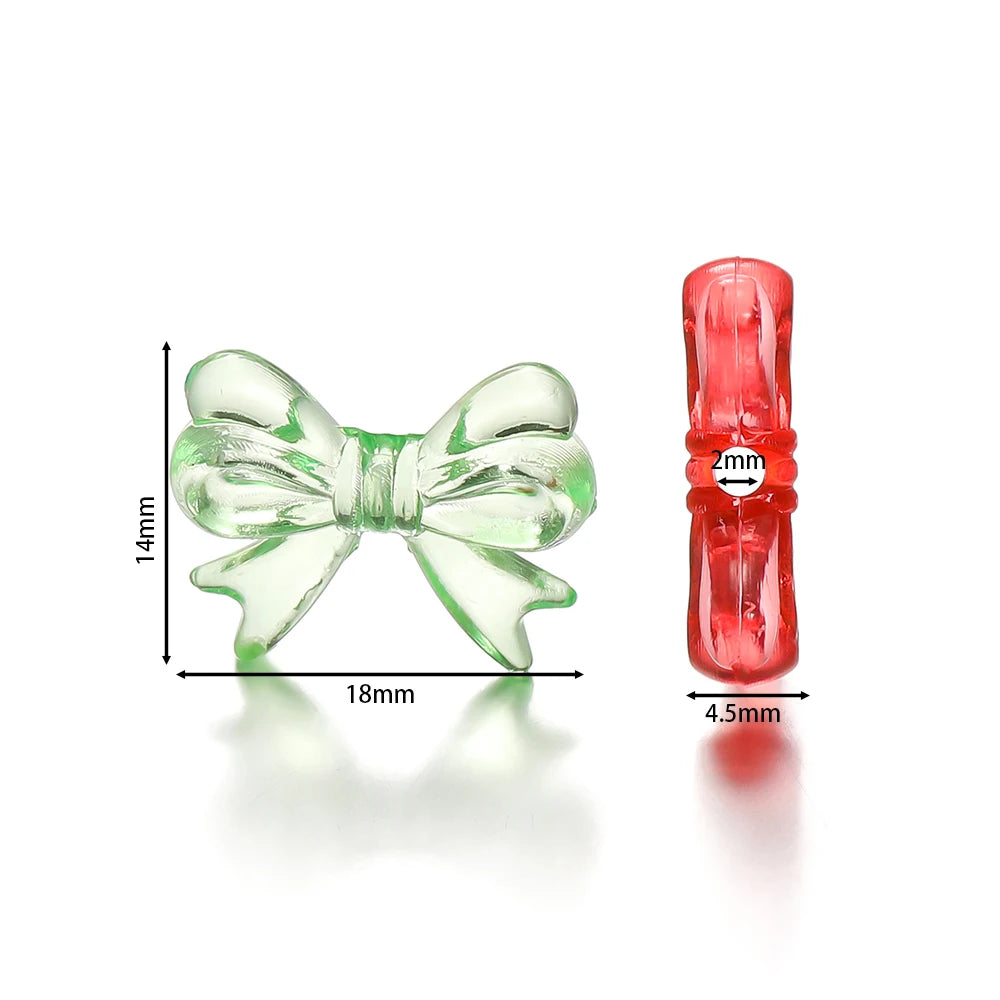 Multicolor Transparent Bow Acrylic Beads for DIY Jewelry Making