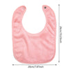A pink soft cotton baby bib with an adjustable snap closure