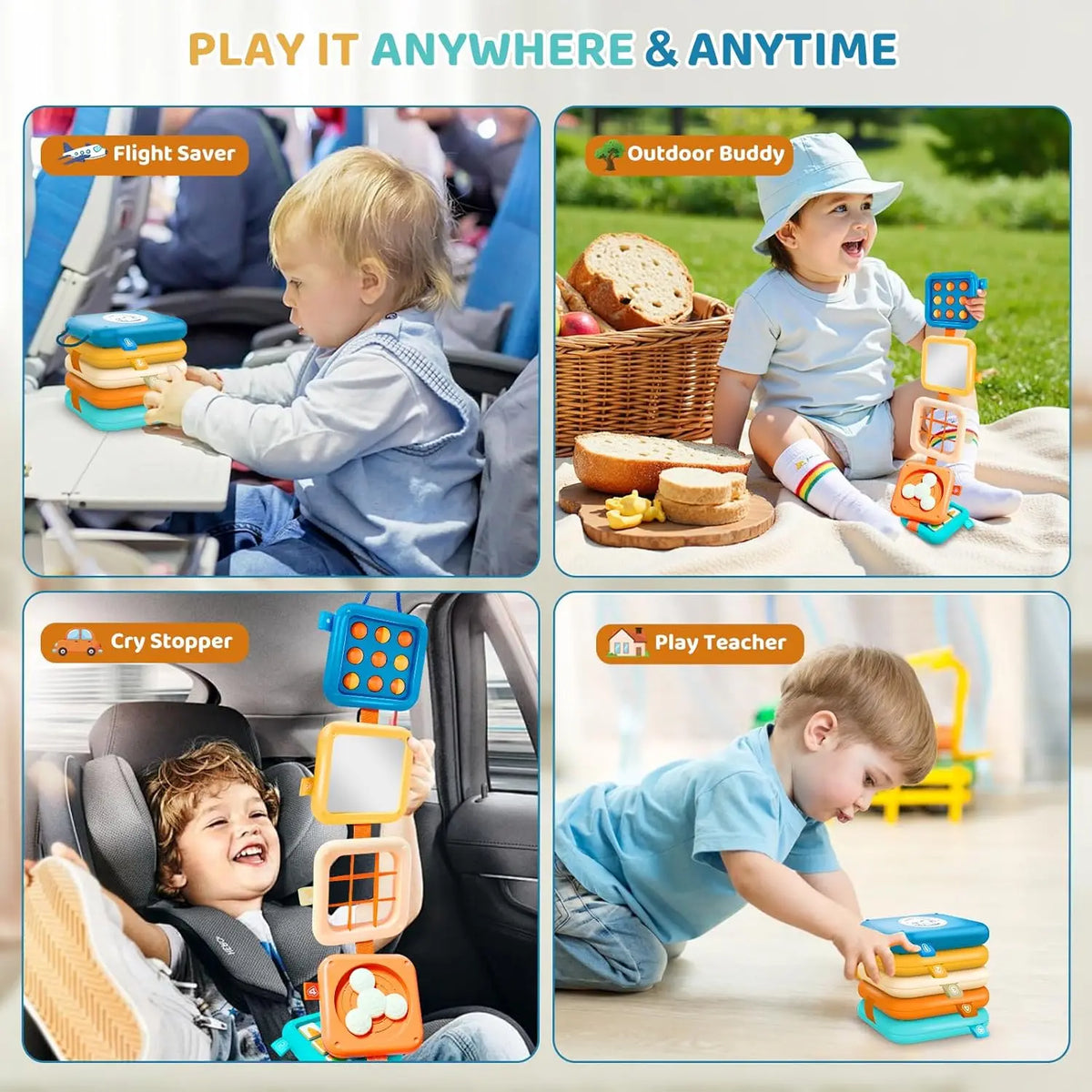 Sensory Folding Activity Cube for Toddlers – Montessori Busy Board Toy