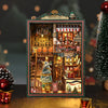 DIY Book Nook Kit – Christmas Shop Miniature Wooden Model with Lights
