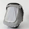 A gray breathable baby stroller sunshade cover with a mesh canopy and a padded frame.