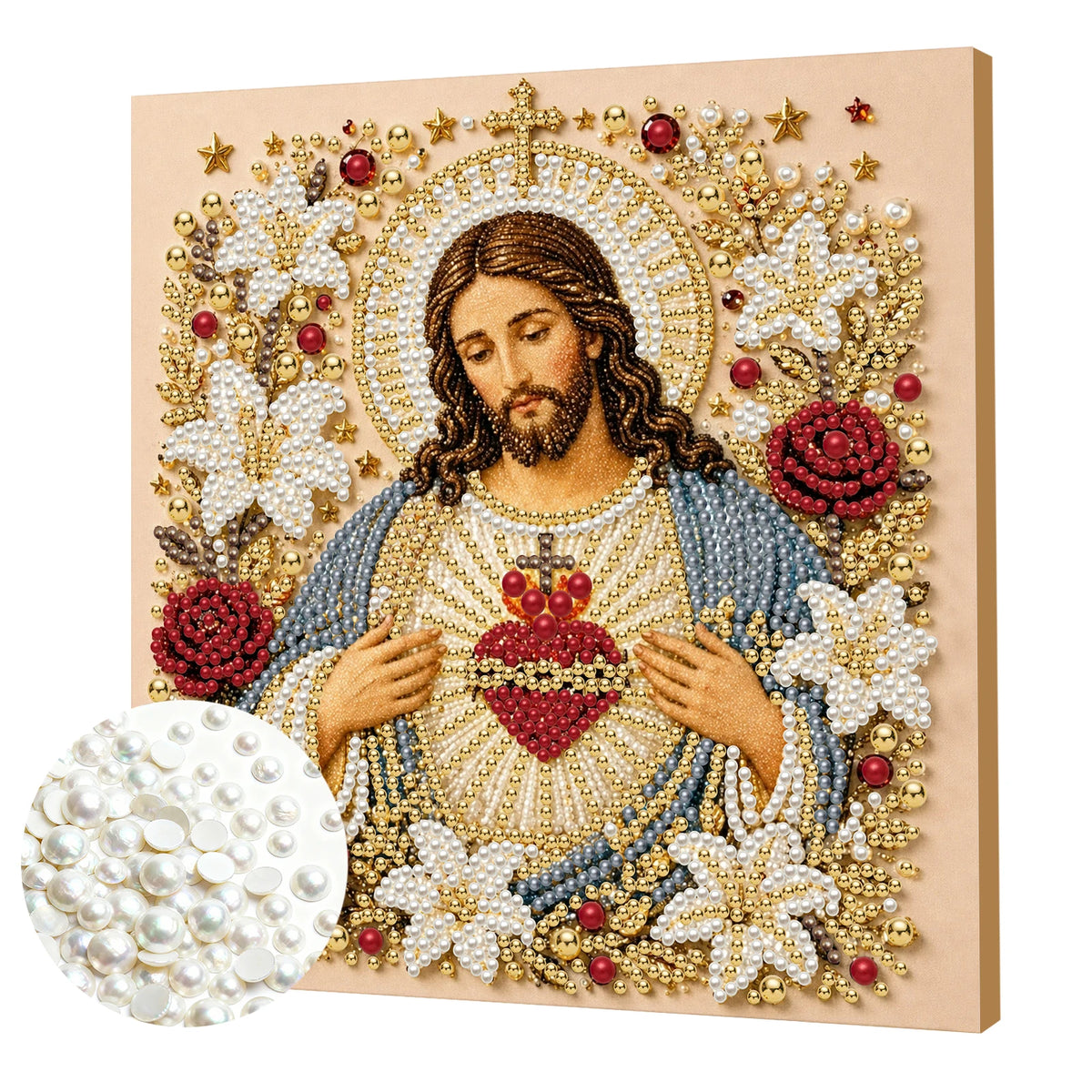 Religious Diamond Painting Kit with Frame – Jesus and Holy Mary