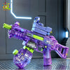 A purple automatic electric UMP45 water blaster rifle is displayed against a dark gray background with blue neon accents.
