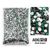 Bag of dark green flat-back resin rhinestones for DIY craft and nail art