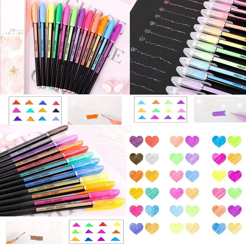 Metallic Glitter Gel Pens with Storage Case