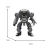 A gray exoskeleton combat robot model built from building blocks, shown from the front.