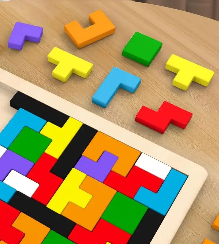 Colorful Wooden Tangram Puzzle – Educational Geometric Shape Toy