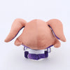 A soft collectible doll plush toy with a light brown head and purple accents.