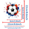 Iron-on patches featuring a soccer ball splash design, with dimensions of 6cm and 22cm.
