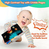 High-Contrast Tummy Time Baby Mirror with Crinkle Cloth Book and Teether