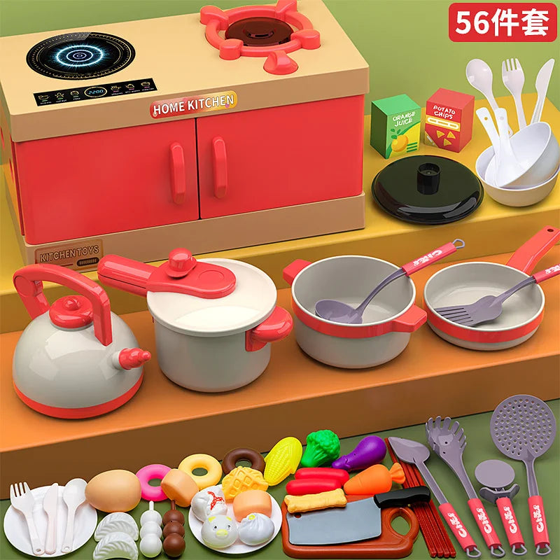 Kids Pretend Play Kitchen Set with Pots and Accessories