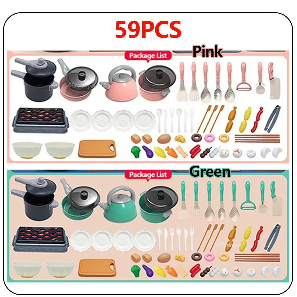 Kids Pretend Play Kitchen Set with Pots and Play Food