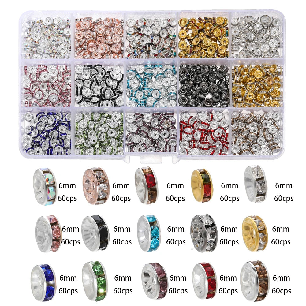 Crystal Rondelle Beads for Jewelry Making – 6mm & 8mm Spacer Beads