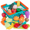 Pretend Play Food Cutting Set with Storage Basket for Kids