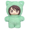 A soft green cat ear plushie with a hood and brown hair, designed as a blind box collectible.