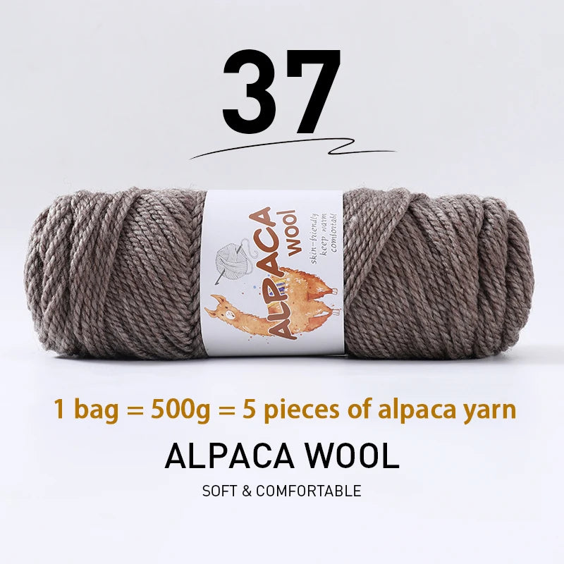 Luxurious Alpaca Wool Blend Yarn — 500g Thick Knitting Yarn