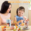 A woman and a girl are using a colorful hand-eye coordination clay set for children's creativity and color recognition.