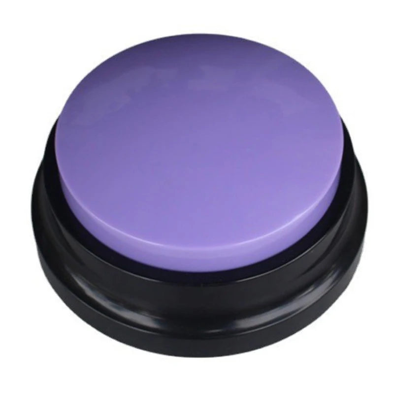 A purple recordable talking button with a black base.