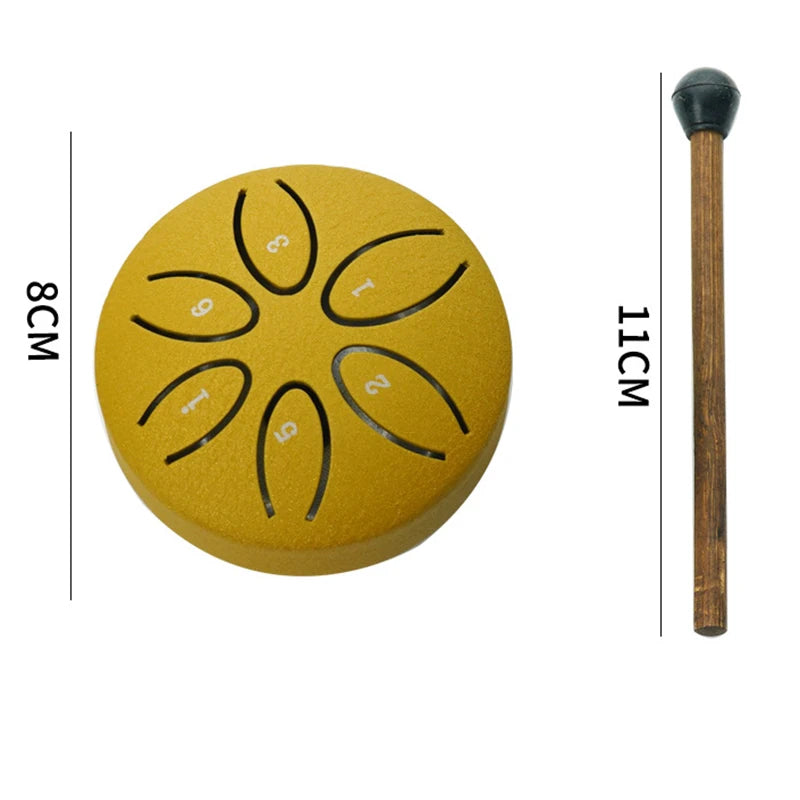 Mini Steel Tongue Drum with Mallet – 6 Notes, Portable Hand Pan for Meditation & Yoga