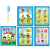 A colorful magic water coloring book for toddlers featuring various fruits and vegetables.
