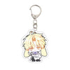 Acrylic keychain featuring an anime character with blonde hair and a bow tie.